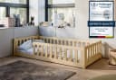 Kids Collective Montessori Bodenbett Kiefer Natur mit Rausfallschutz Bild 2