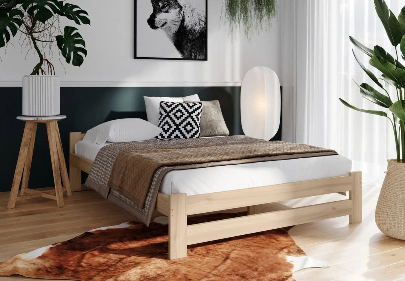 Home Collective Holzbett Kiefer Massivholz Skandi Boho - Bild 3