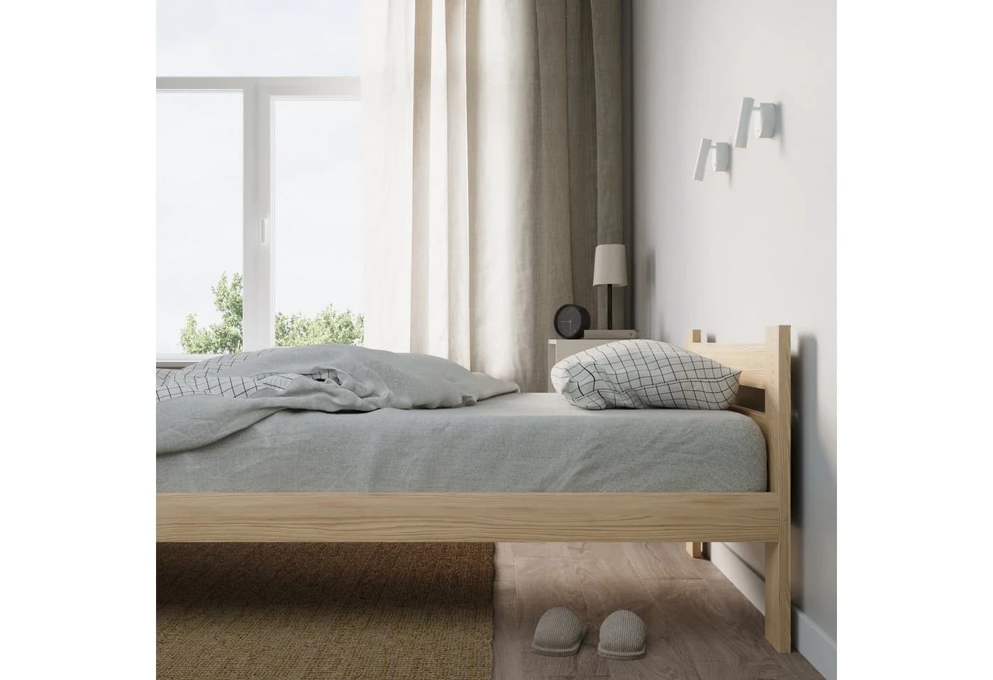 Home Collective Holzbett Kiefer Massivholz Skandi Boho Landhaus