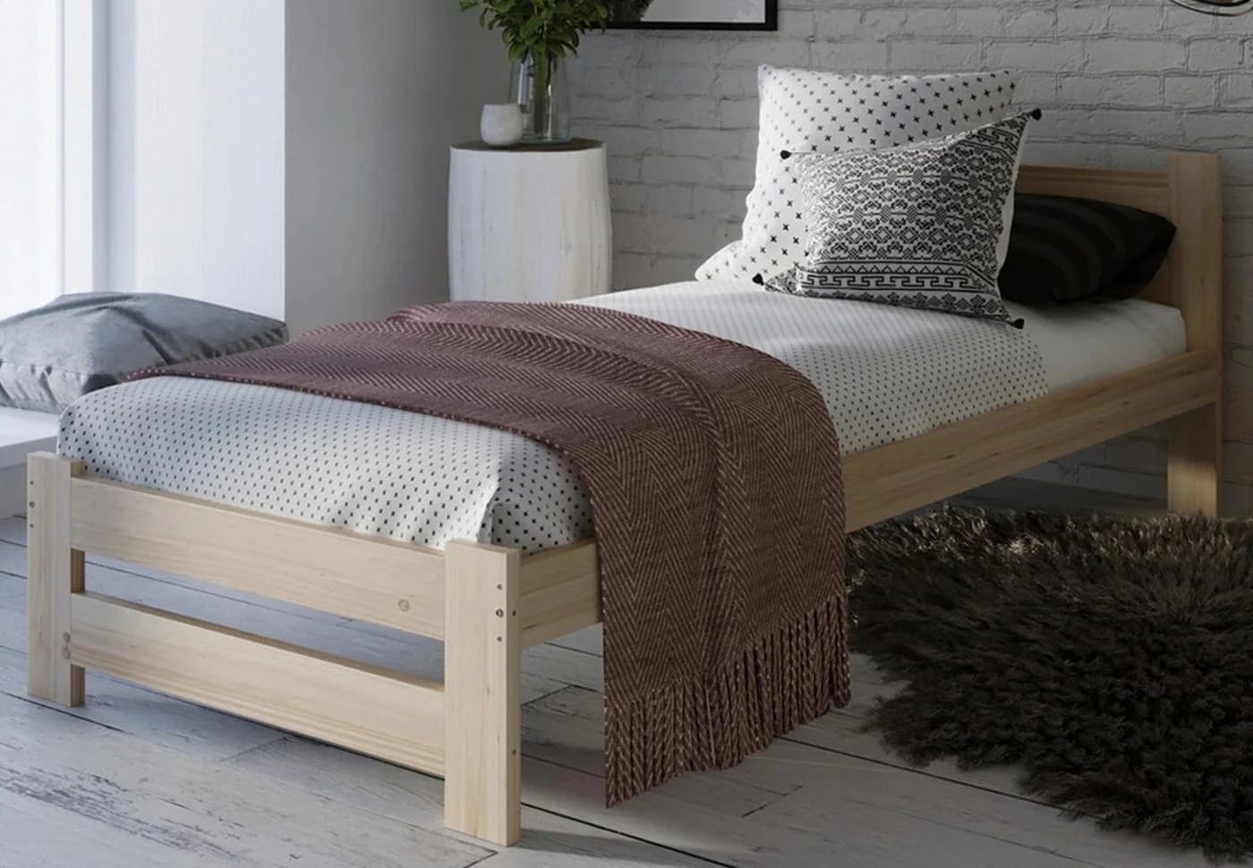 Home Collective Holzbett Kiefer Massivholz Skandi Boho Landhaus - Bild 3
