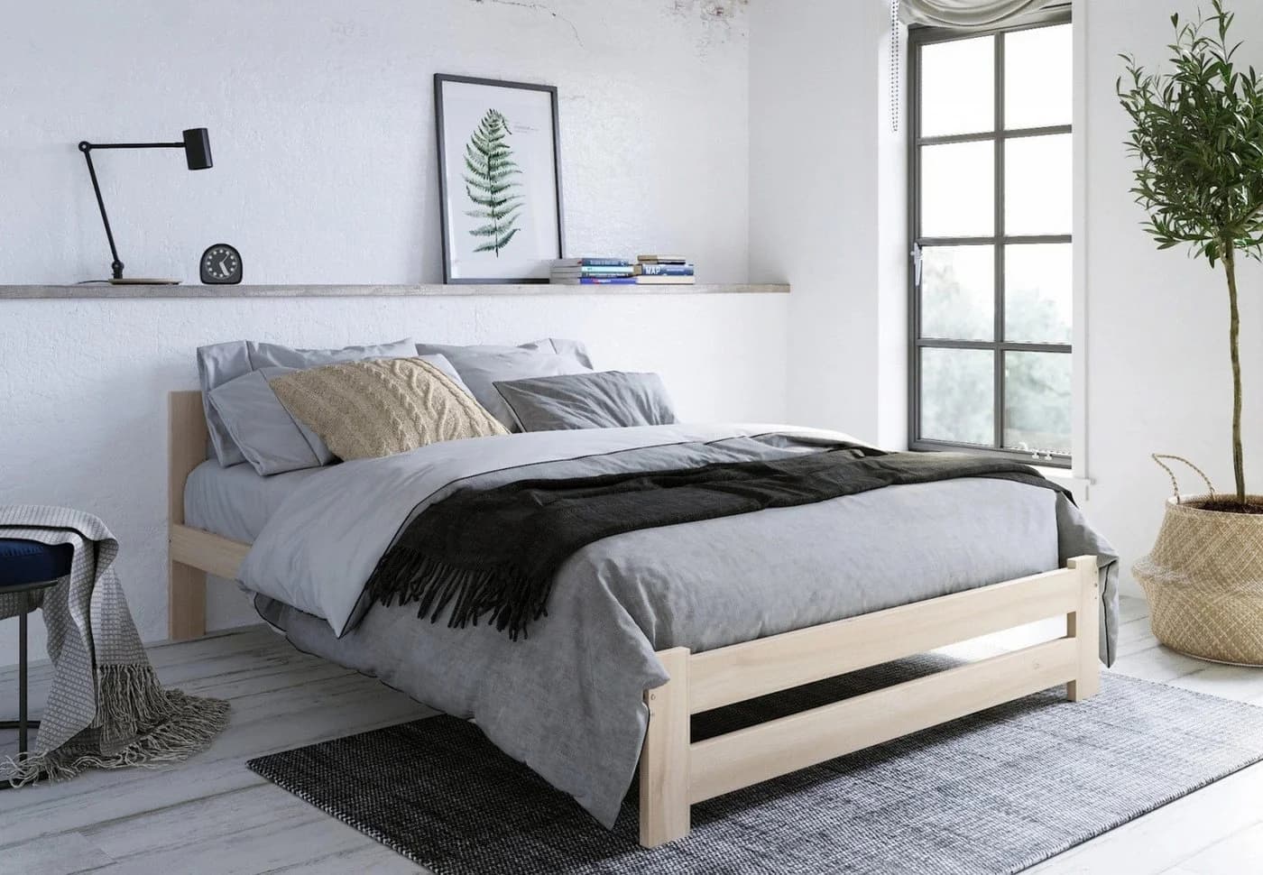 Home Collective Holzbett Kiefer Massivholz Natur Skandi Landhaus - Bild 3