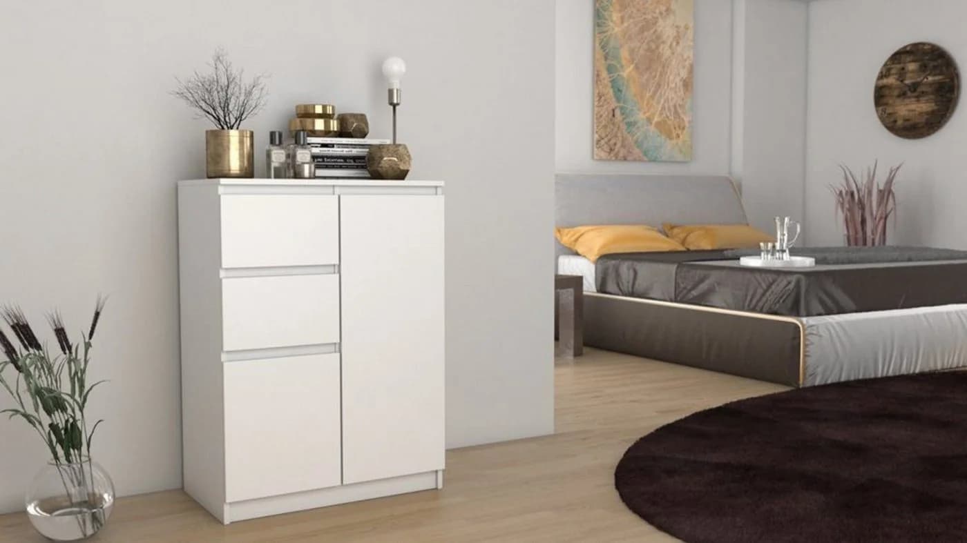 Home Collective Kommode schmal in weiß, Highboard Sideboard Mehrzweckschrank - Bild 4