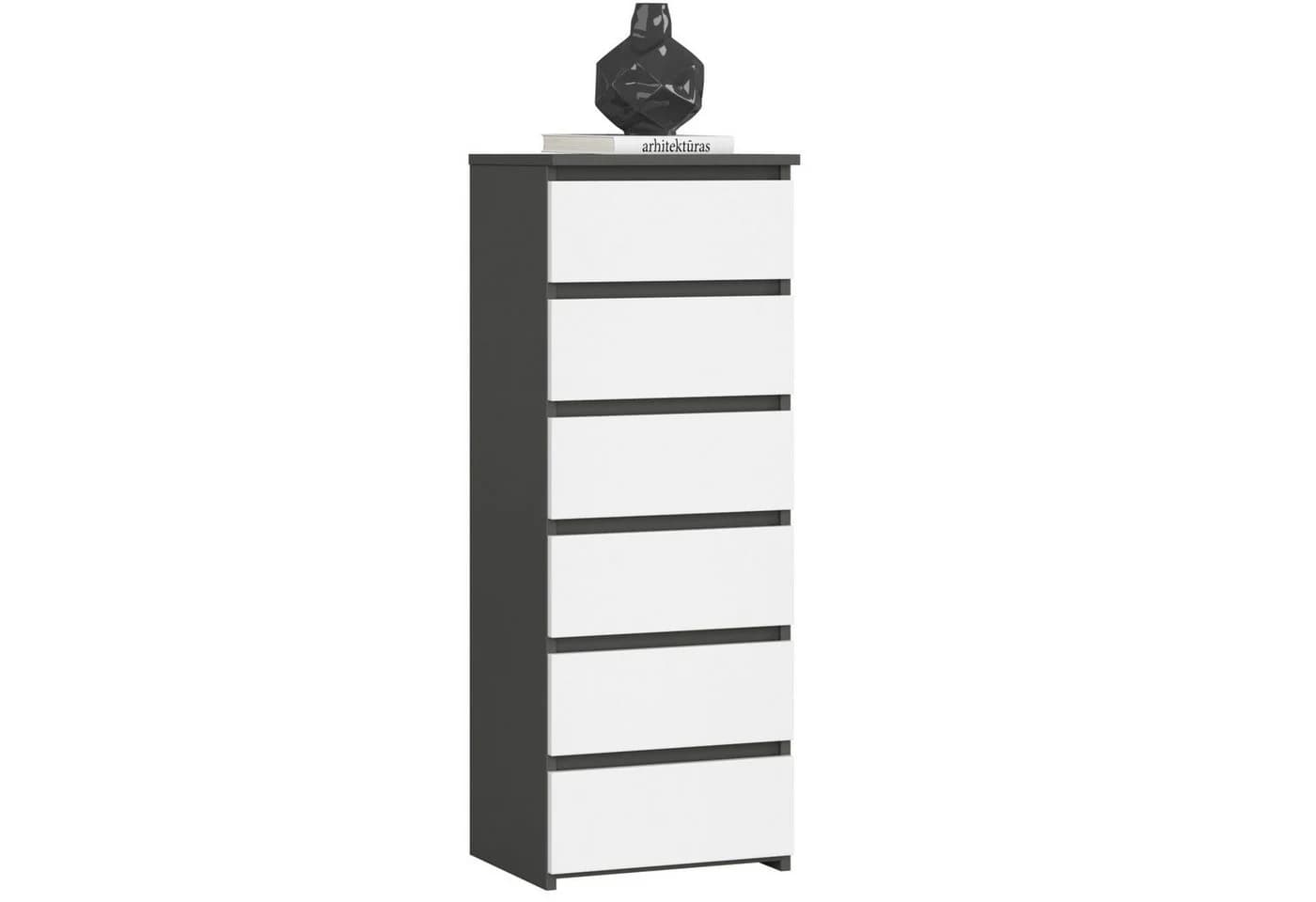 Home Collective Kommode 40 cm breit 6 Schubladen Graphit-Weiß - Bild 2