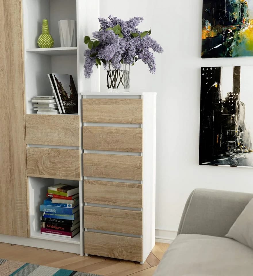 Home Collective Kommode 40 cm weiß-sonoma mit 6 Schubladen - Bild 5