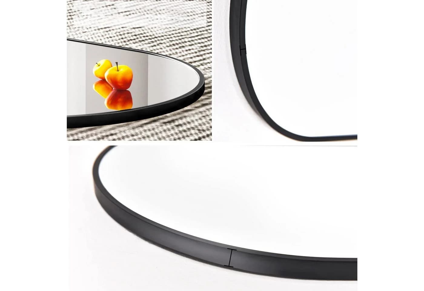 Home Collective Wandspiegel Oval Aluminiumrahmen 4mm Wasserdicht 80x40cm Schwarz - Bild 3