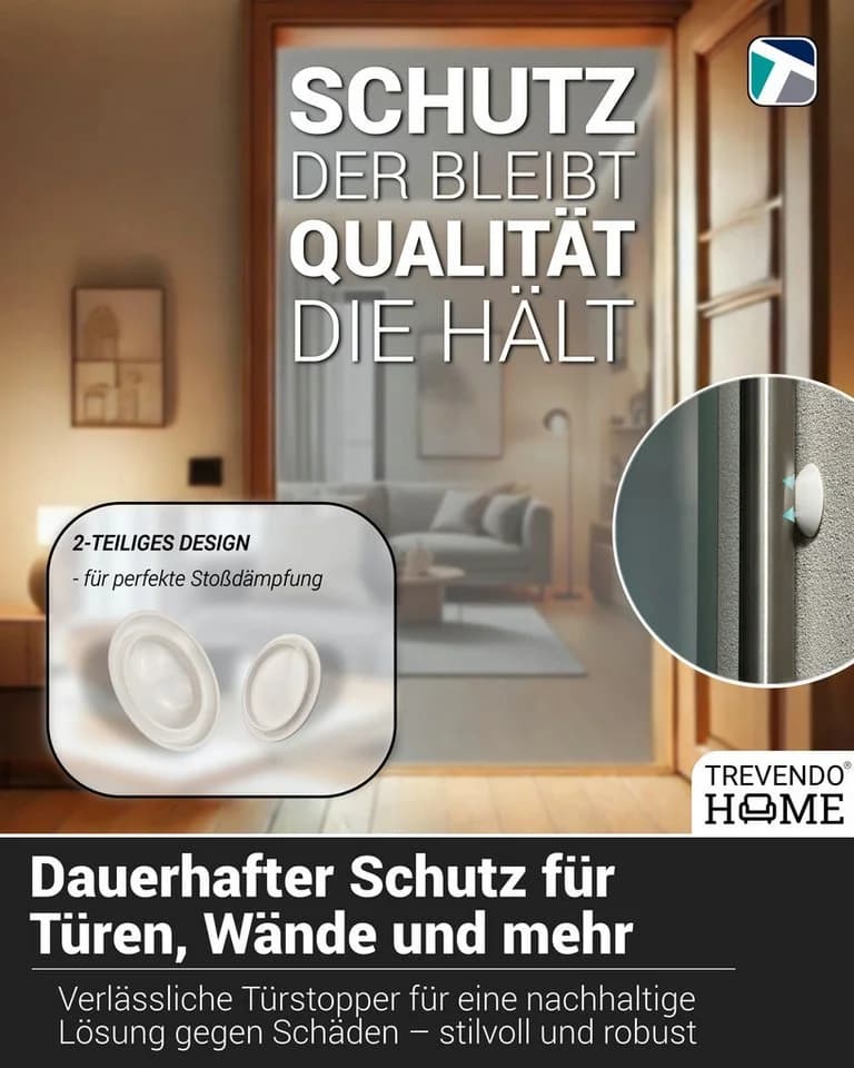 Trevendo Türstopper 10er Set Weiß Wandpuffer Gummipuffer