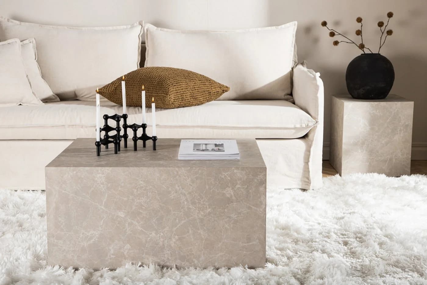BOURGH Couchtisch VERONA Beige Marmor Optik Modernes Design - Bild 5