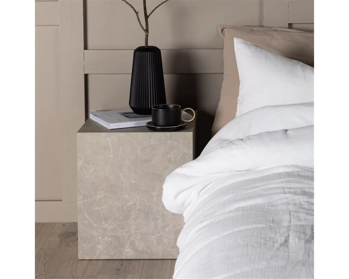 BOURGH Nachttisch VERONA Beige Marmor Optik - Bild 2