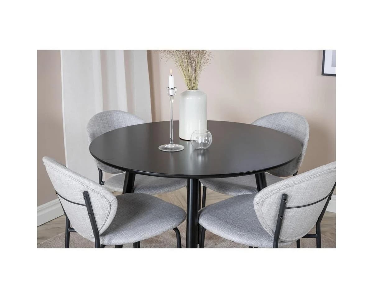 BOURGH Esstisch PLAZA Schwarz Rund 100cm Höhenverstellbar
