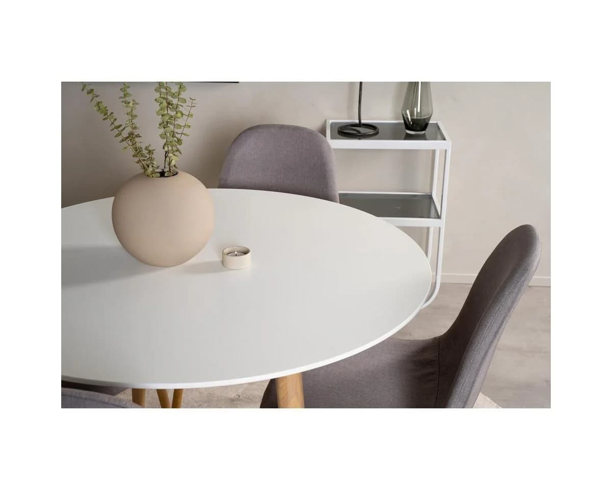 BOURGH Esstisch PLAZA Rund Weiß/Braun Modern