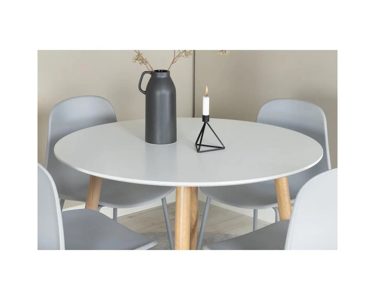 BOURGH Esstisch PLAZA Rund Weiß/Braun Modern - Bild 5