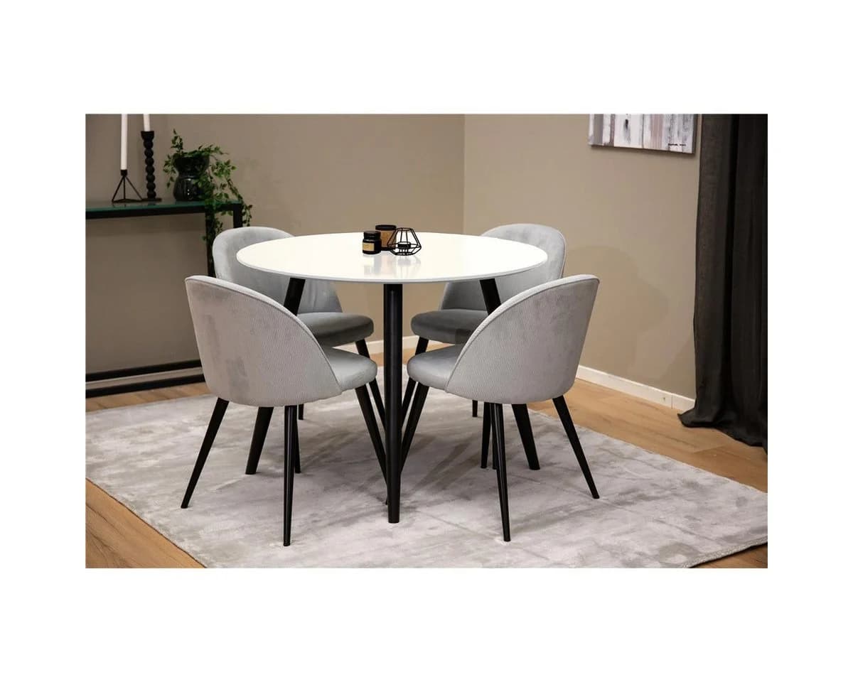 BOURGH Esstisch PLAZA Rund Weiß Schwarz Modern - Bild 2