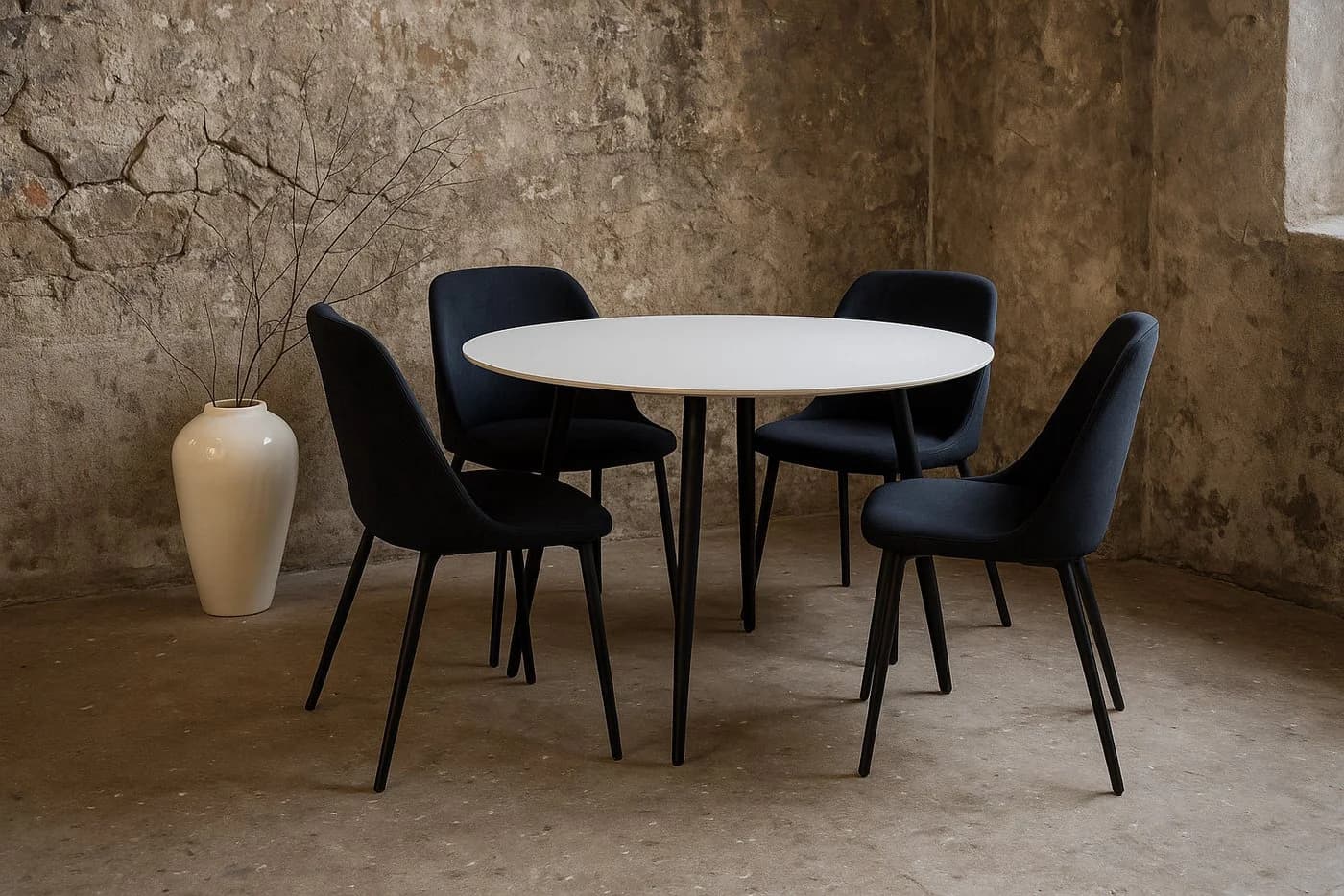 BOURGH Esstisch PLAZA Rund Weiß Schwarz Modern - Bild 3