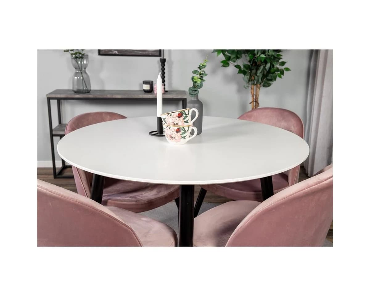 BOURGH Esstisch PLAZA Rund Weiß Schwarz Modern - Bild 4