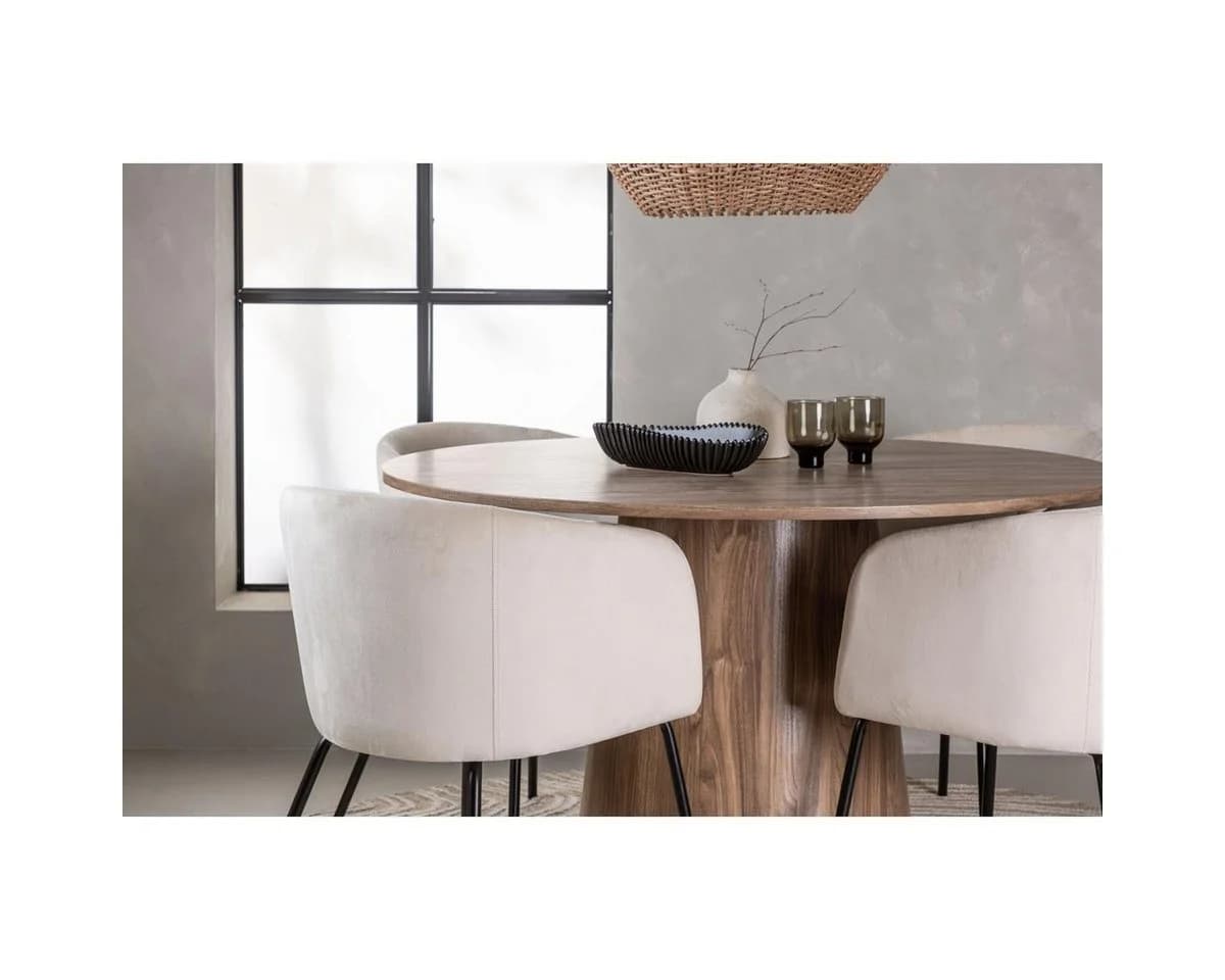BOURGH Essgruppe LANZA Runder Esstisch mit 4 Stühlen Beige - Bild 4