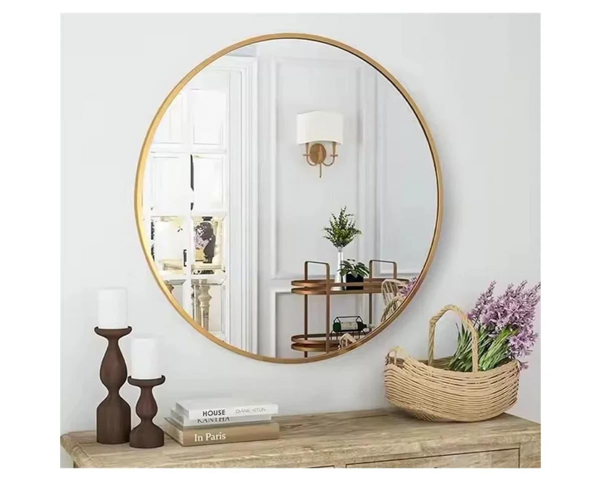 BOURGH Wandspiegel CLARITE Rund 90cm Gold Aluminium