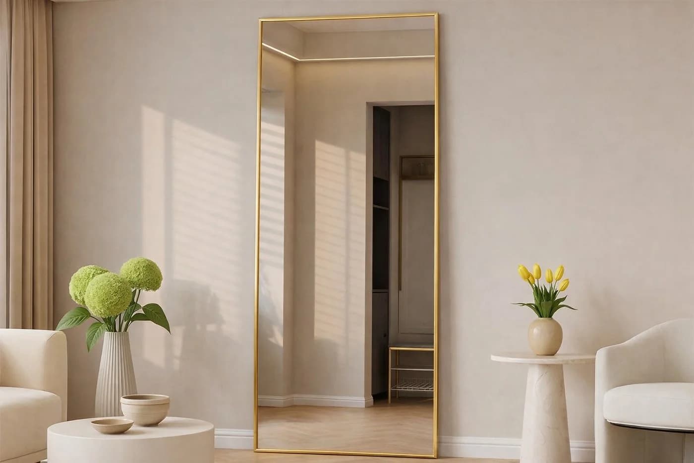 BOURGH Ganzkörperspiegel AVILA Gold Moderner Standspiegel