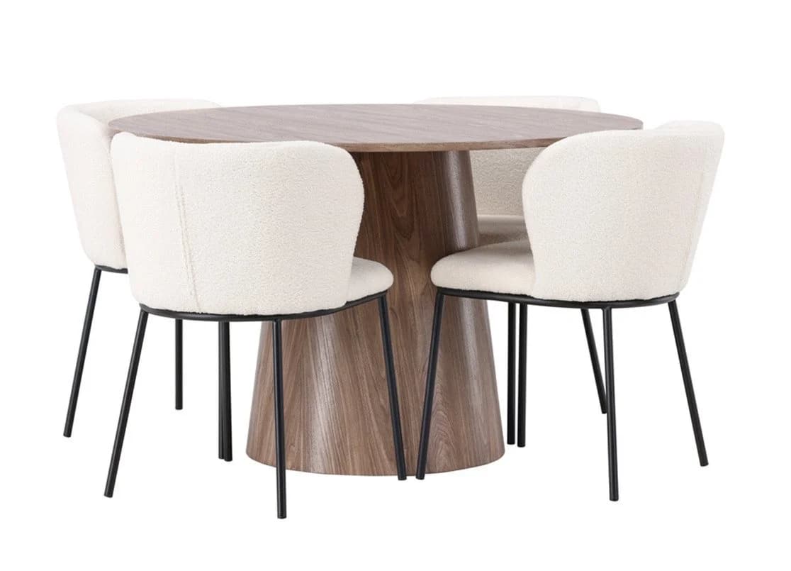 BOURGH Essgruppe EDINA Esstischgruppe Ø120cm mit 4 Stühlen