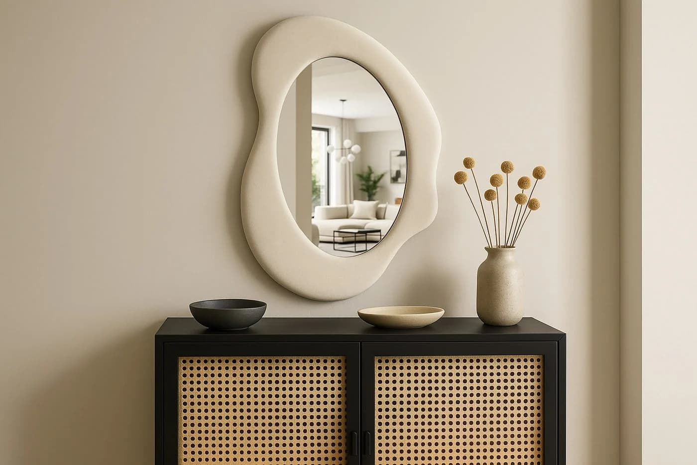 BOURGH Wandspiegel TOULON Weiß Flanellrahmen Modern