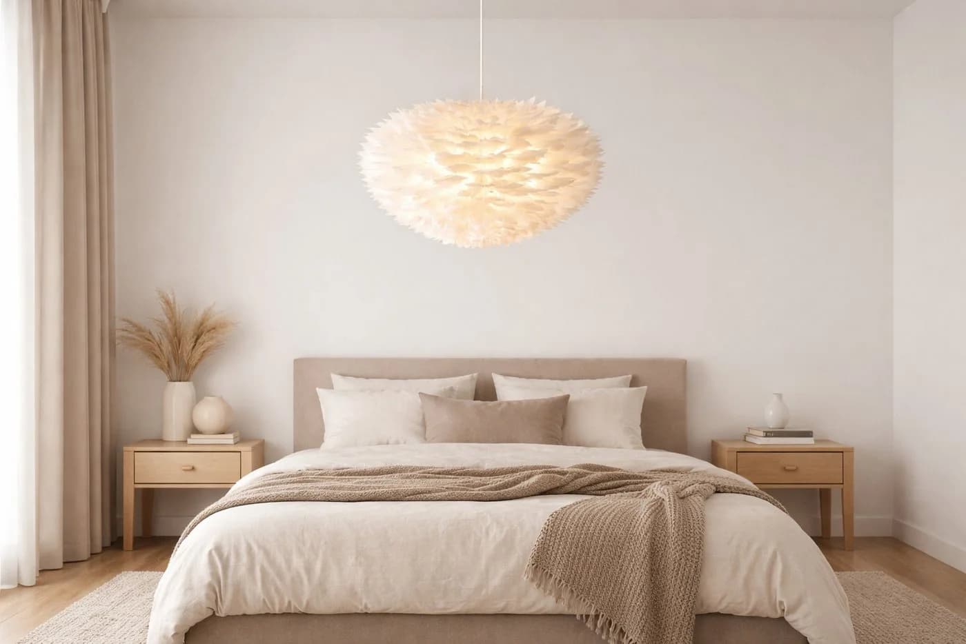 BOURGH Pendelleuchte VIOLA Federlampe Ø50cm - Nordische Pendelleuchte Deckenleuchte - Bild 2