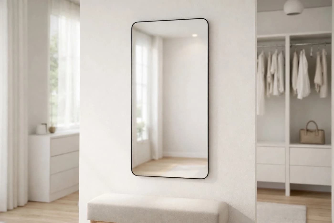 BOURGH Wandspiegel ASTON Schwarz Minimalistischer Alurahmen