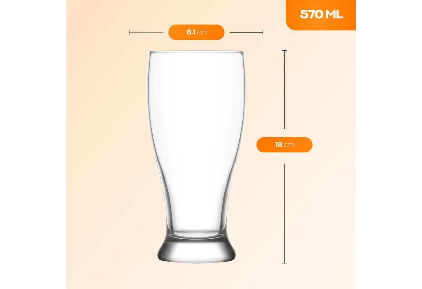 LAV Brotto Bierglas Set 6-tlg. 565ml Glas Transparent
