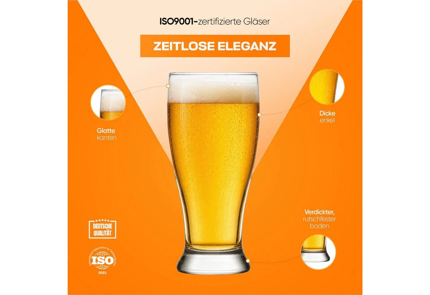 LAV Brotto Bierglas Set 6-tlg. 565ml Glas Transparent - Bild 5