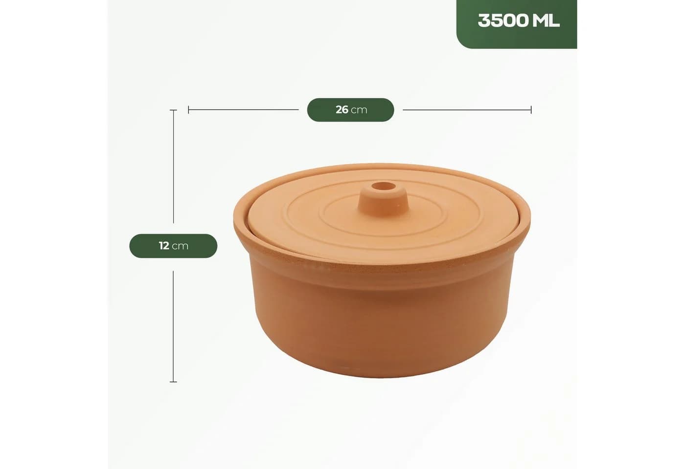 VIAPOT Schmortopf Tontopf Guvec 3,5L mit Deckel Terrakotta - Bild 3