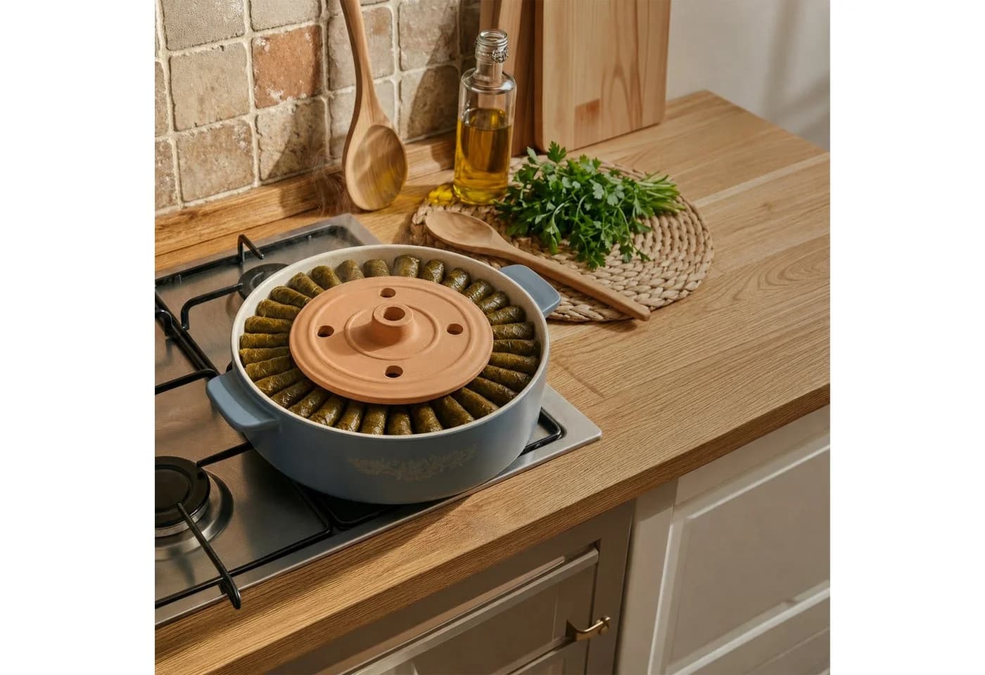 VIAPOT Beschwerungsdeckel Tonstein Terrakotta Ø21 cm