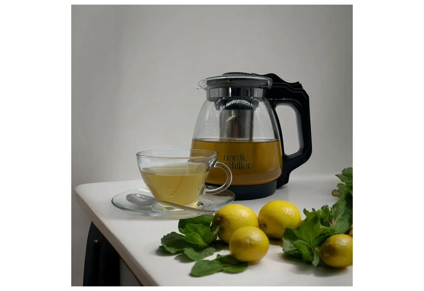 Nordic Schiller Teekanne Glas 1700ml mit Edelstahlfilter