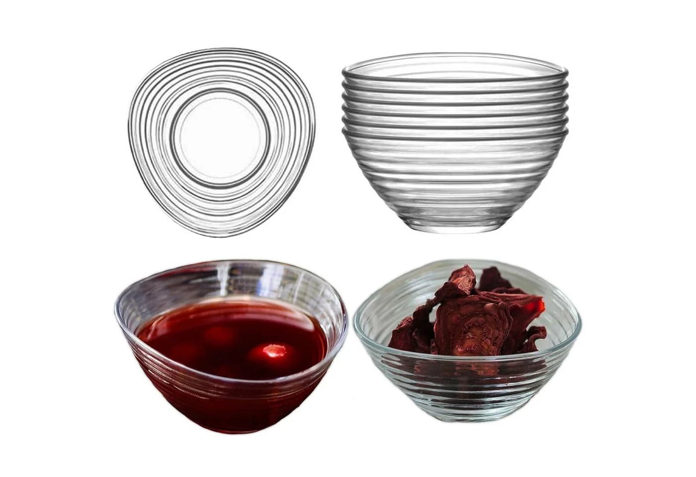 LAV Derin Glasschalen 300 ml 6er-Set Transparent Rillenmuster - Bild 3