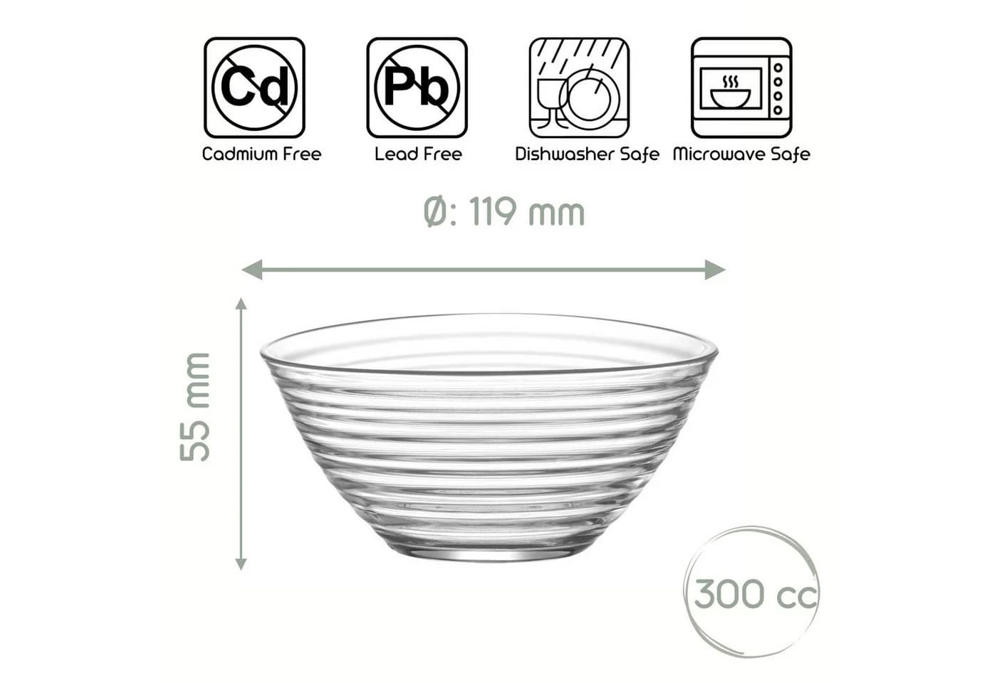LAV Derin Glasschalen 300 ml 6er-Set Transparent Rillenmuster - Bild 5