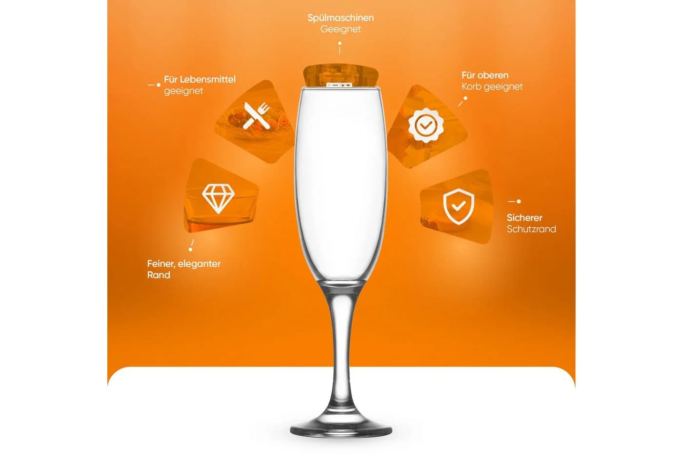 LAV Gläser-Set Empire Champagnerflöten 6-tlg. Glas Transparent - Bild 5