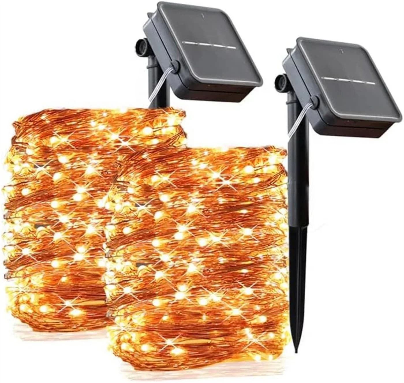 LQWELL Solar Lichterkette 2er Set 12m 120 LEDs Warmweiß Kupferdraht - Bild 2