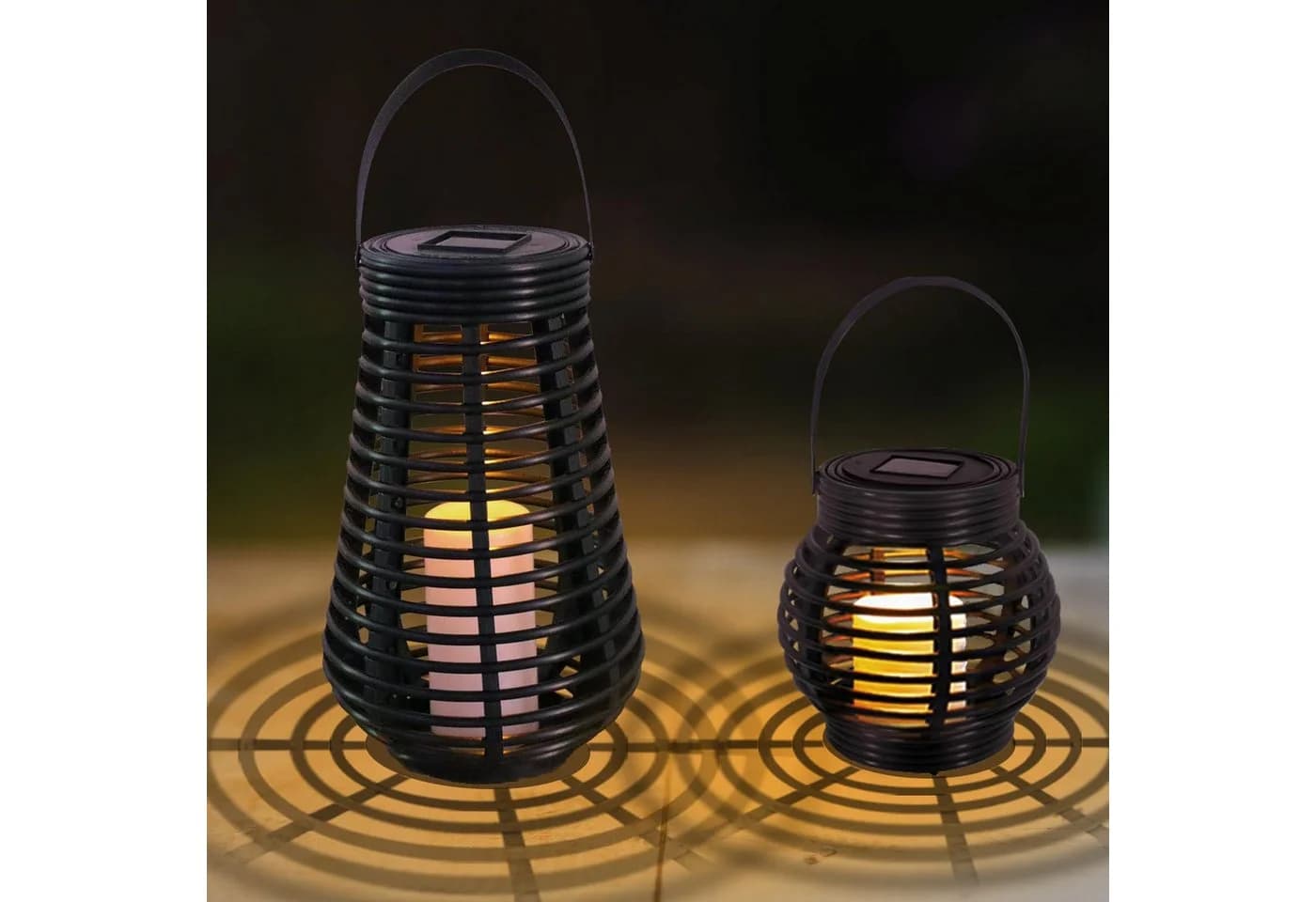 LQWELL LED Solarleuchte Rattan Warmweiß Garten - Bild 2