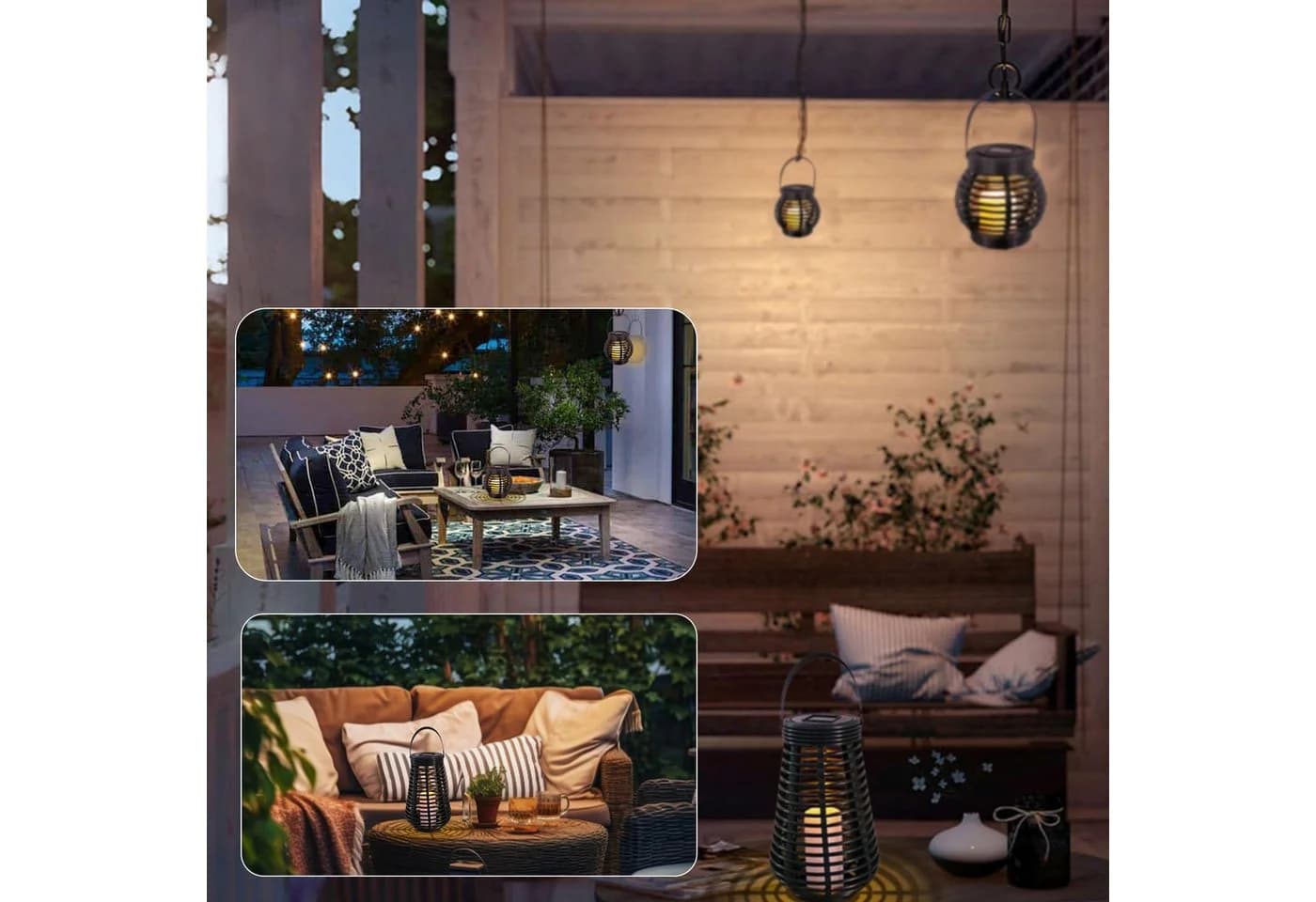LQWELL LED Solarleuchte Rattan Warmweiß Garten - Bild 4