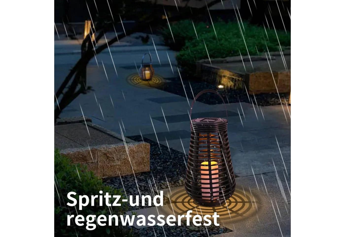 LQWELL LED Solarleuchte Rattan Warmweiß Garten - Bild 5