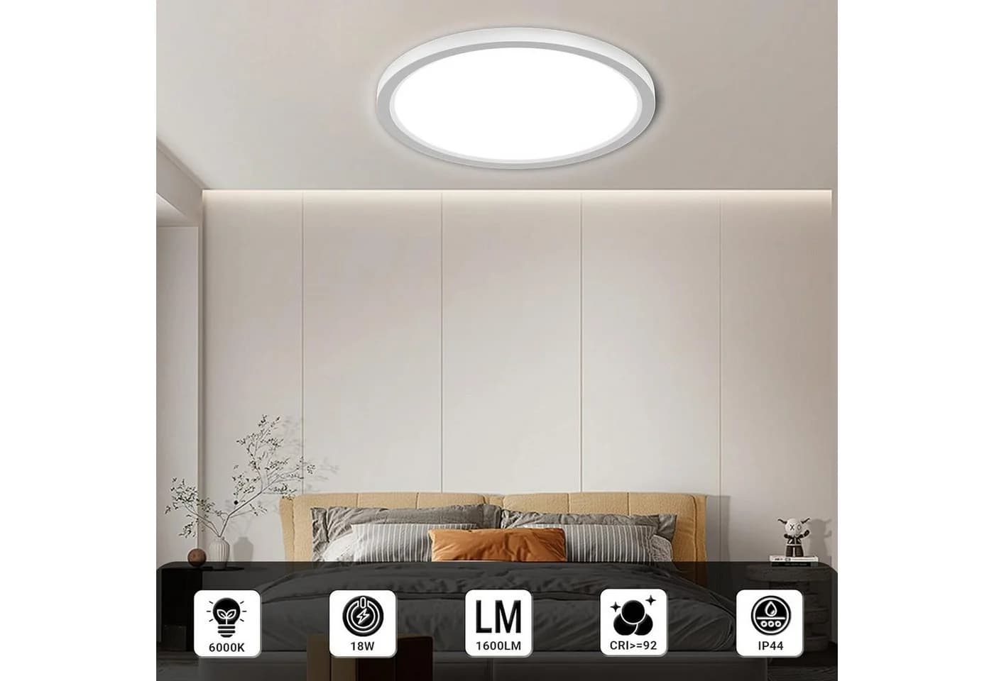 LQWELL LED Deckenleuchte LED-CEIL-RUND Weiß IP44 18W 1600LM - Bild 3