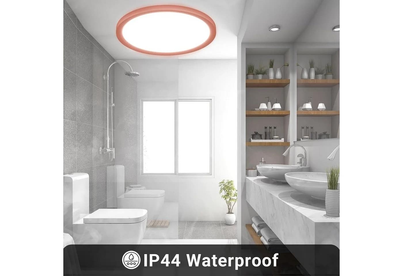 LQWELL LED Deckenleuchte Rund Rosa IP44 Wasserdicht 18W - Bild 5