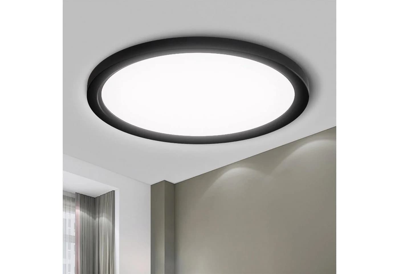 LQWELL LED Deckenleuchte Rund Schwarz IP44 Wasserdicht 18W - Bild 2