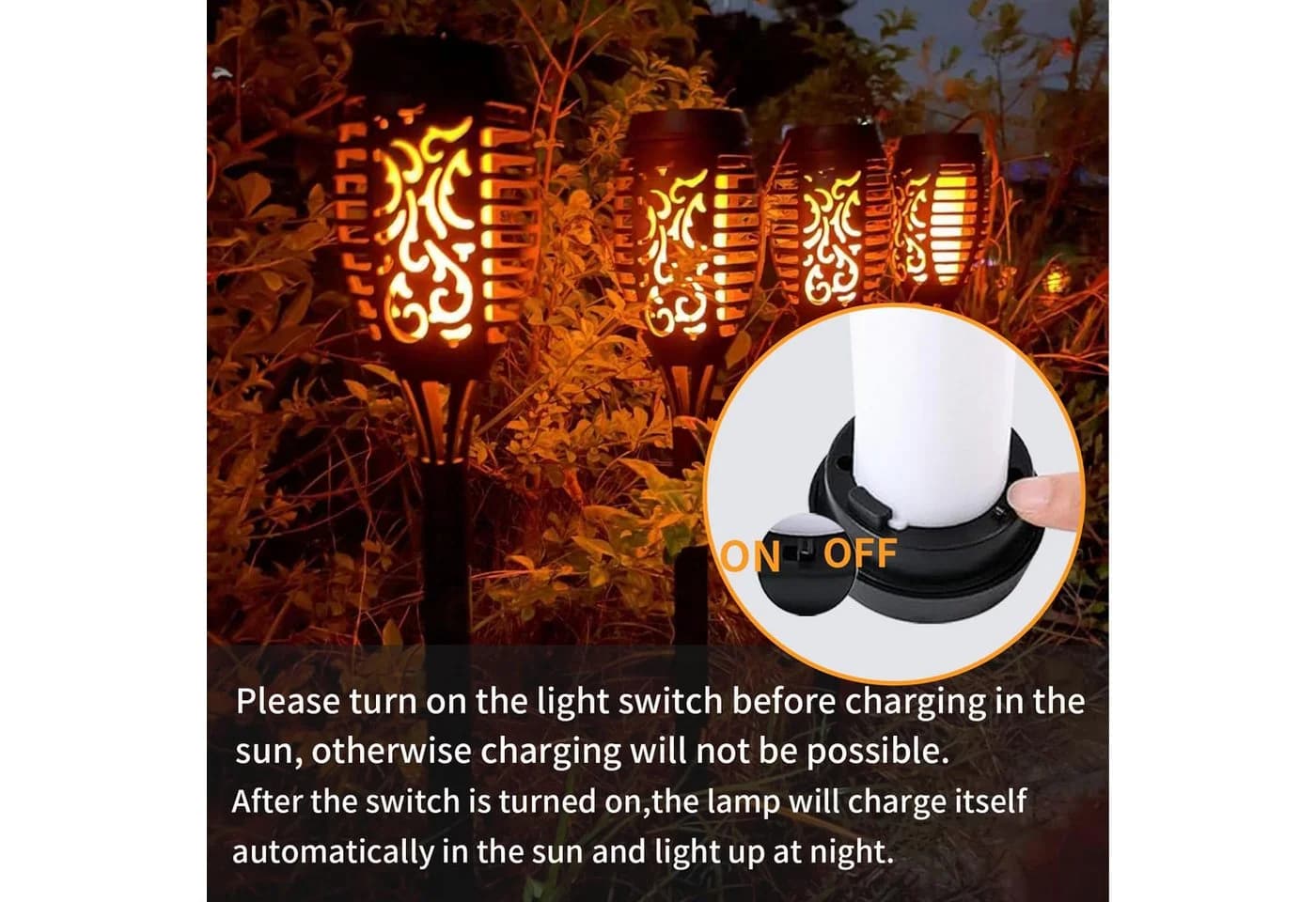 LQWELL LED Solarleuchte Fackellicht mit Flammeneffekt Gelb - Bild 3