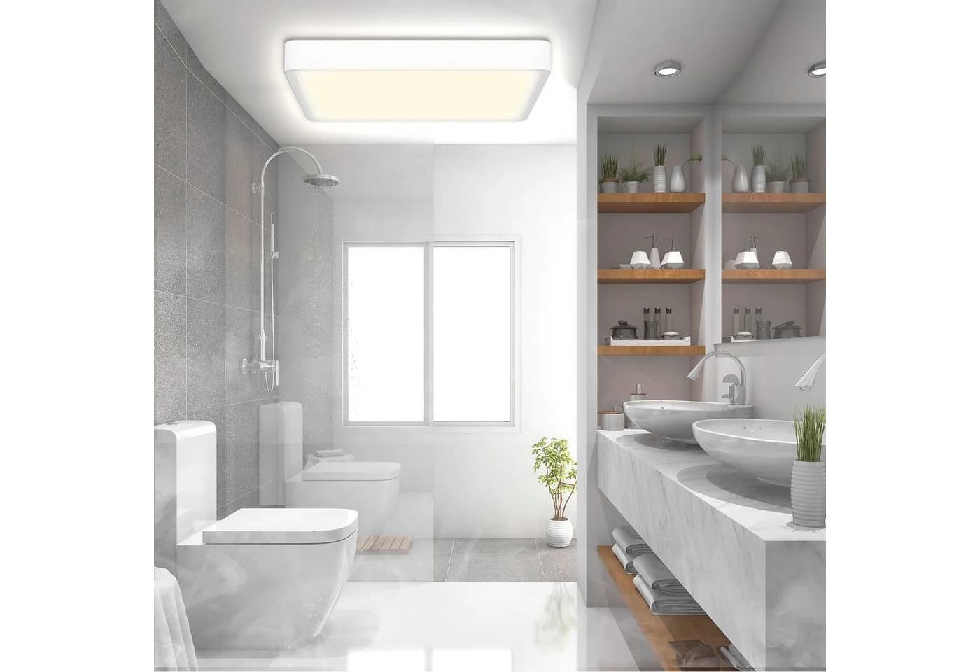 LQWELL LED Deckenleuchte Rund Flach 2 Stück 18W Neutralweiß Badlampe Modern - Bild 5