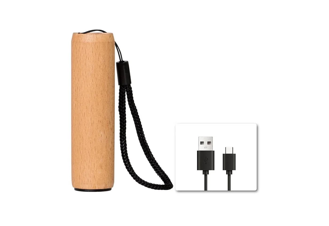 LQWELL LED Taschenlampe Mini USB C Aufladbar Aluminium Holz - Bild 2