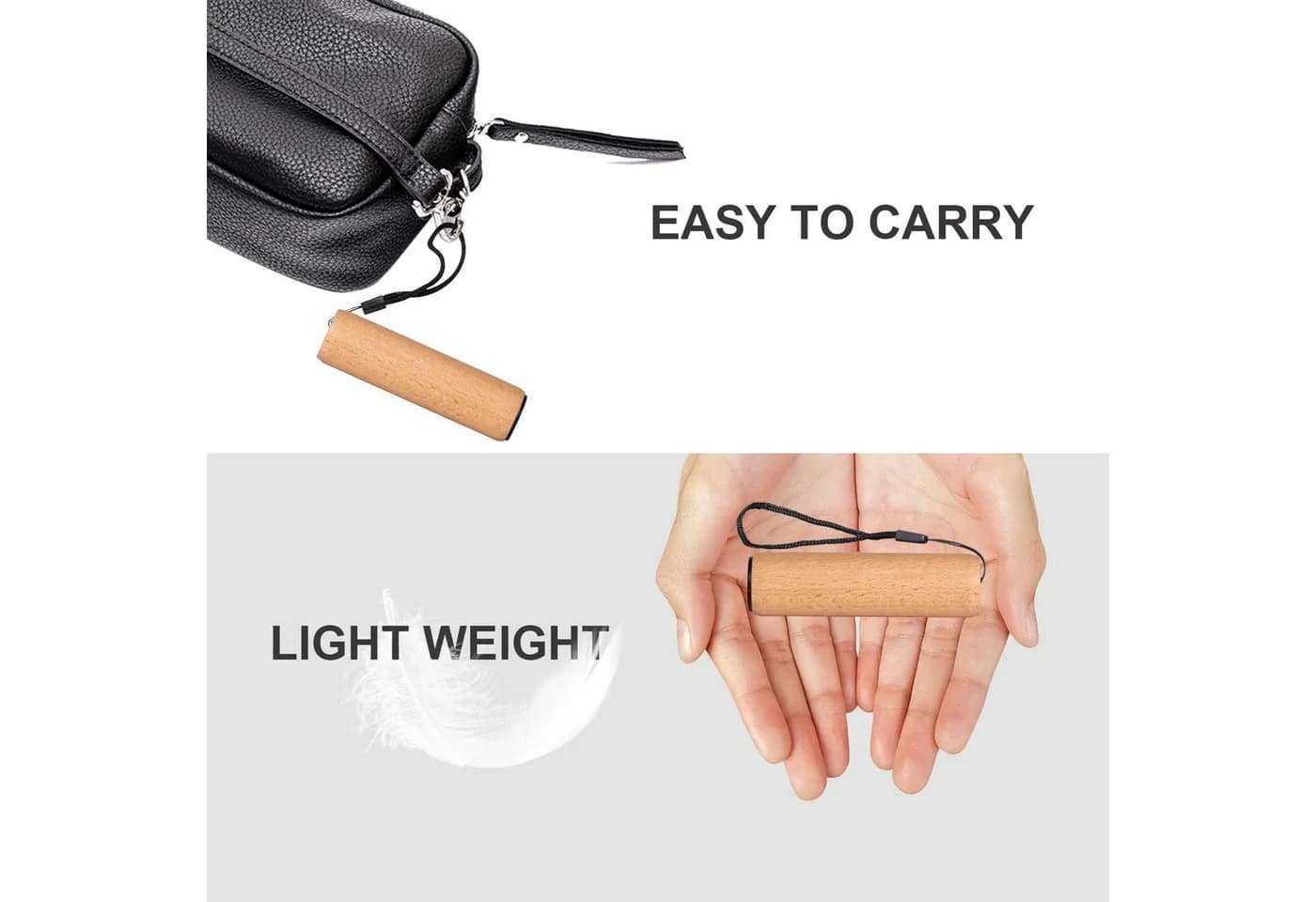 LQWELL LED Taschenlampe Mini USB C Aufladbar Aluminium Holz - Bild 5