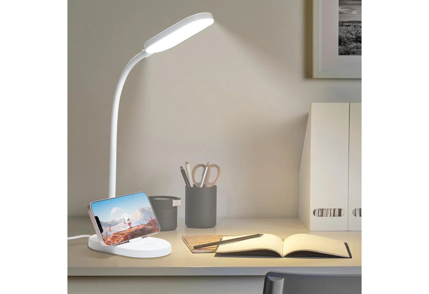 LQWELL Schreibtischlampe Weiß LED 160 Lumen USB Touch - Bild 2