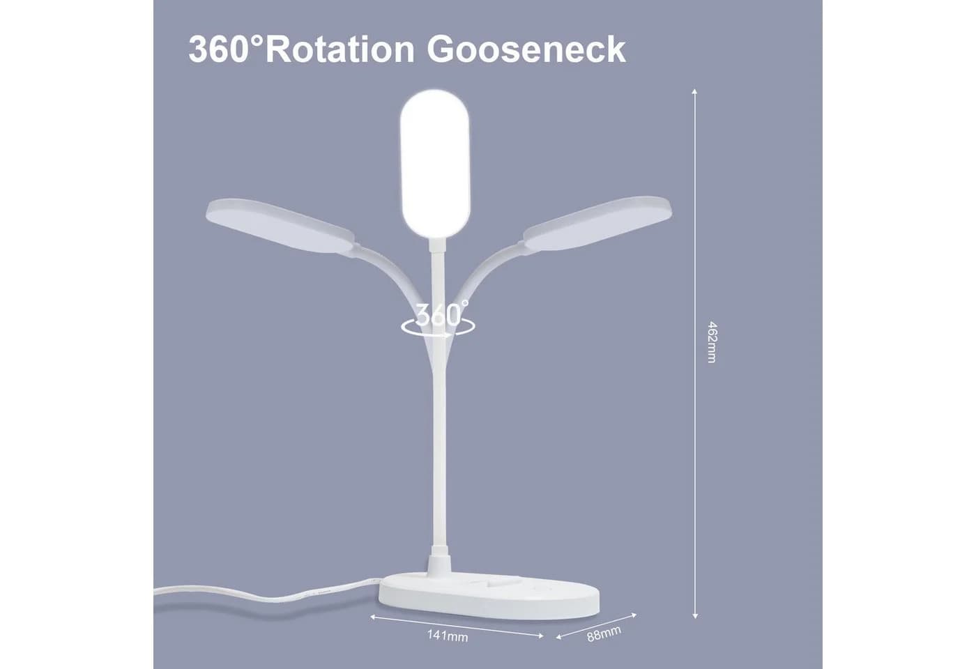 LQWELL Schreibtischlampe Weiß LED 160 Lumen USB Touch - Bild 3