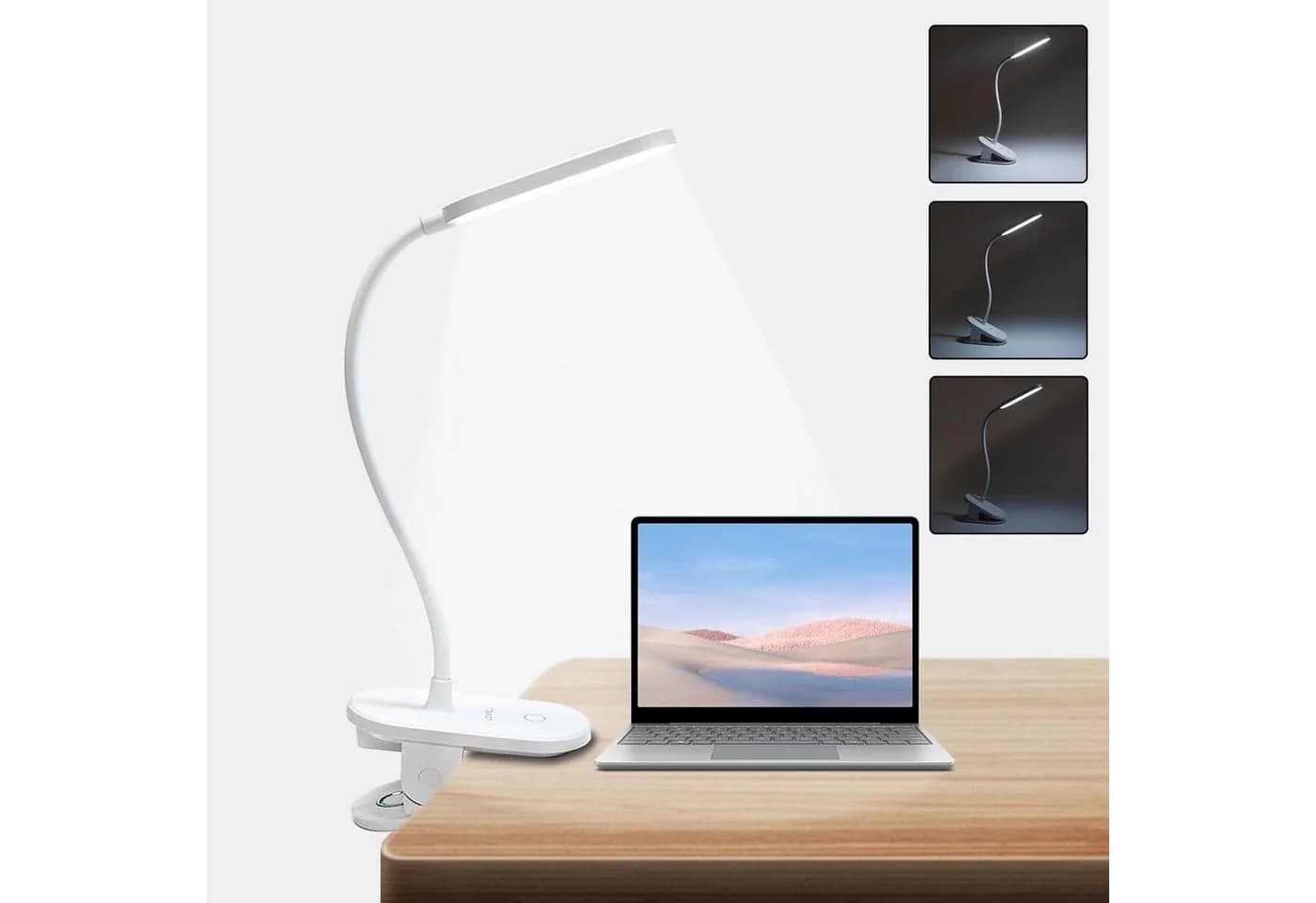 LQWELL LED Leselampe mit Clip, 3 Helligkeitsstufen, Weiß - Bild 2