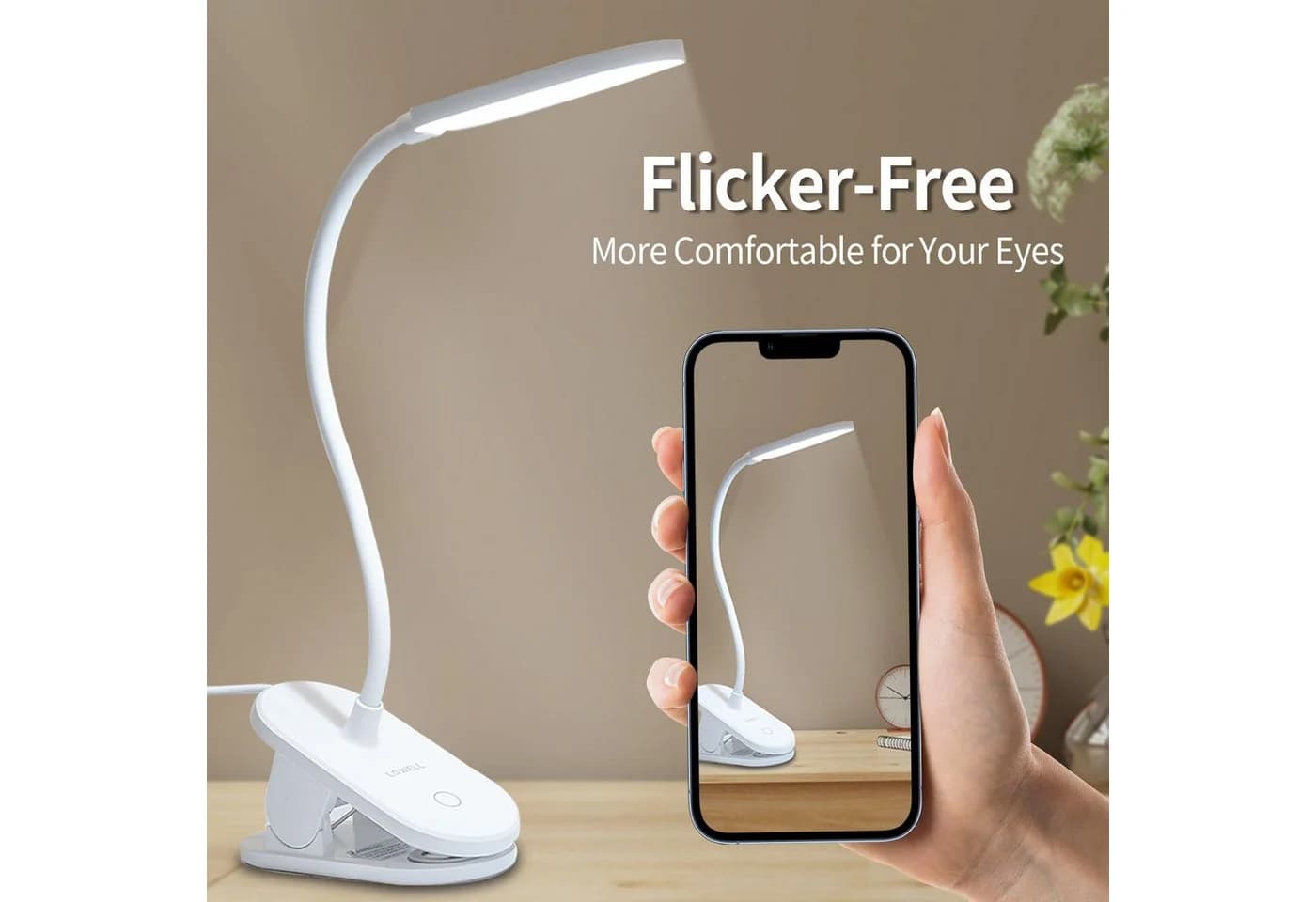 LQWELL LED Klemmlampe Weiß Dimmbar Touch 360° Flexibel USB - Bild 5