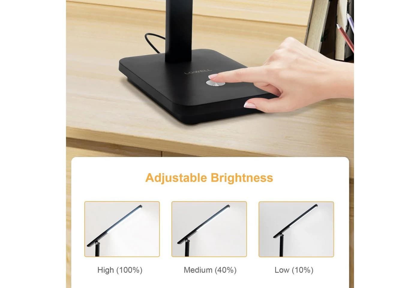 LQWELL LED Schreibtischlampe Schwarz mit Touchdimmer und Clip