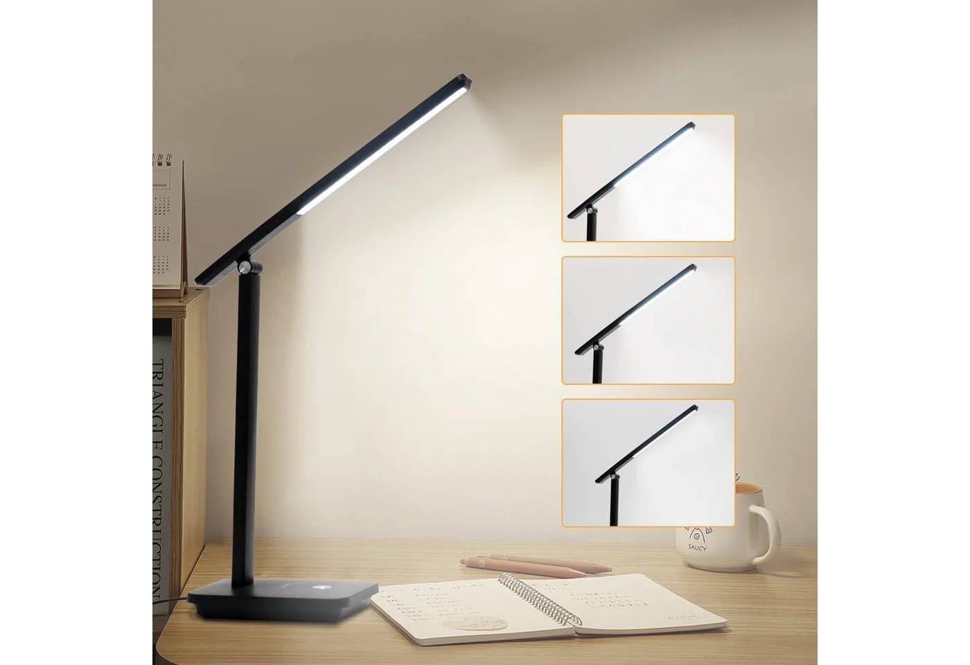 LQWELL LED Schreibtischlampe Schwarz mit Touchdimmer und Clip - Bild 2